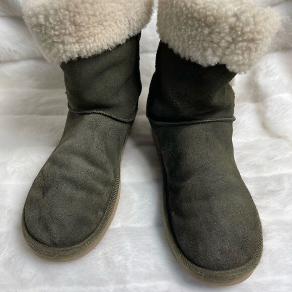 Kookaburra by Ugg suede olive green short boots with shearling and faux … - Picture 2 of 12
